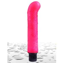 Ярко-розовый вибромассажер с загнутым кончиком XL G-Spot Softees - 16,2 см.