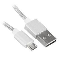 Кабель Interstep, USB - micro USB, 1 м, нейлоновая оплётка, серебристый