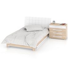 Любимый Дом Кровать с подъёмным механизмом 1200 мягкая спинка Марта с комодом цвет белый дезира эш, спальное место 1200х2000 мм. ID - 288088