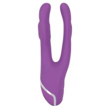 Фиолетовый вибромассажер с двумя отростками Sweet Smile Double Vibrator - 18,7 см. Фиолетовый