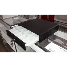 Денежный ящик новый, чёрный, на 4 отделения