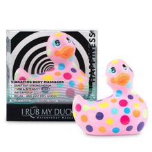 Розовый вибратор-уточка I Rub My Duckie 2.0 Happiness в разноцветный горох (239732)