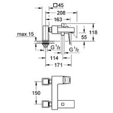 Смеситель Grohe Eurocube 23143000 для ванны с душем