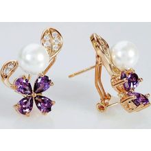 Серьги "Жемчужный цветок "(аметист)"