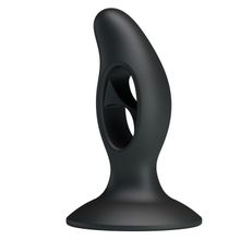  Чёрный массажёр простаты Silicone Butt Plug - 9,3 см.