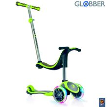 454-136 Самокат GLOBBER EVO 4 in 1 PLUS c подножками, с 3 светящимися колесами Green