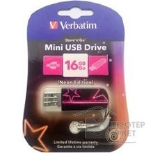 Verbatim USB Drive 16Gb Mini Neon Edition Pink 49396