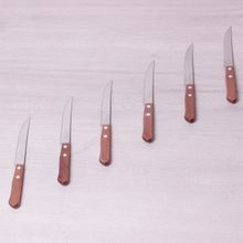 Набор стейковых ножей Kamille 6 предметов из нержавеющей стали с деревянными ручками