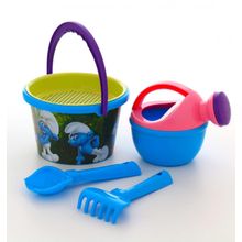 Смурфики: Затерянная деревня-5 набор №2: ведро среднее с наклейкой, ситечко, совок №2, грабельки №2, лейка малая №4