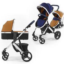 Коляска 2 в 1 Tutti Bambini Riviera(шасси Silver цвет Midnight Blue Tan 411010 411015 AL BT)