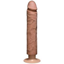 Doc Johnson Кофейный вибратор-реалистик The Realistic Cock ULTRASKYN Without Balls Vibrating 10” - 29,2 см. (кофейный)