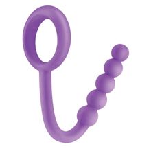 Pipedream Фиолетовое эрекционное кольцо Ball Cinch with Anal Bead с анальной цепочкой (фиолетовый)