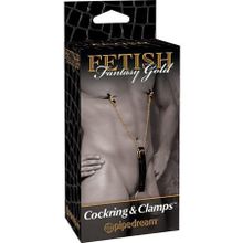 Кольцо на пенис Fetish Fantasy Gold Cockring & Nipple Clamps с зажимами на соски черное с