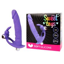 Вибромассажер Sweet Toys c с клиторальным стимулятором фиолетовый 15 см