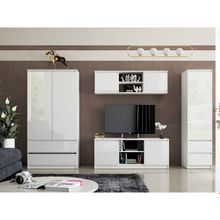 Шкаф 2х ств с ящиками Челси, 902х514х1796, Белый глянец Белый