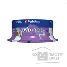 Verbatim Диски DVD+R 8-x, 8.5Gb Printable Double Layer, 25 шт, Cake Box 43667