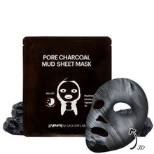 Маска глиняная от черных точек с углем JJ Young Pore Charcoal Mud Sheet Mask 25мл