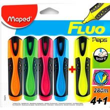 Текстовыделитель FLUO PEPS SOFT 1-5 мм, 4+1 цвет 5 шт блист. MAPED