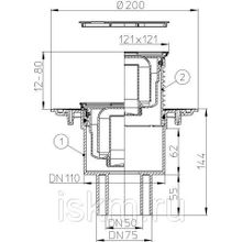 Трап HL310N-3000 с надставным элементом Klik-Klak