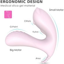 Нежно-розовая вибропробка CARA с клиторальным отростком и пультом ДУ (141041)