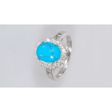 кольцо серебро бирюза овал в цирконах