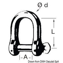 Osculati Wide jaw SS shackle 10 mm, 08.325.10