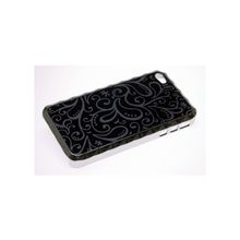 Защитная накладка для iPhone 4, фигурный хром + узоры (черный) 00016676