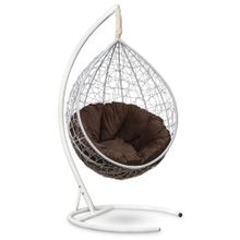 Кресло кокон подвесное SEVILLA VERDE VELOUR белое + каркас