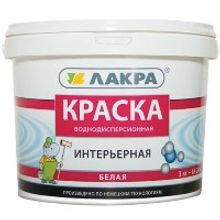 Краска воднодисперсионная интерьерная белая Лакра 14кг (Лакра, 14 кг, Краски, Белый)