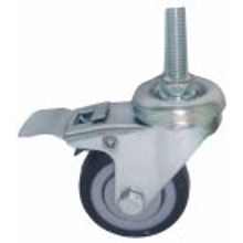 Колесо серая резина болтовое крепление (М10) с тормозом, мягкая резина 50мм (R14C)