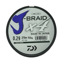 Леска плетеная Daiwa J-Braid X4 270м 0,29мм зеленая