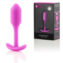 Розовая пробка для ношения B-vibe Snug Plug 1 - 9,4 см. Розовый