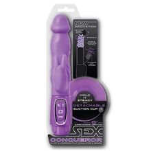 Фиолетовый реалистичный вибратор SEX CONQUEROR SPIRAL MOTION DUO VIBE - 21 см. Фиолетовый