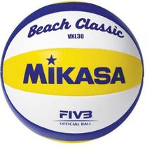 Мяч волейбольный пляжный MIKASA VX30, р.5, синт.кожа, бут.кам, бел-син-жел