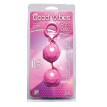 Розовые вагинальные шарики с рельефом GOOD VIBES ROTO BALLS Розовый