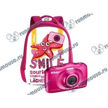 Фотоаппарат Nikon "CoolPix W100 Kit" (13.2Мп, 3x, ЖК 2.7", SDXC, WiFi, BT), розовый + рюкзак [136630]