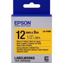 EPSON LK-4YBW картридж с лентой повышенной адгезии 12 мм, чёрный шрифт на жёлтом фоне