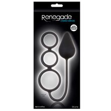 Чёрная анальная пробка Renegade 3 Ring Circus Large Black с эрекционными кольцами Черный