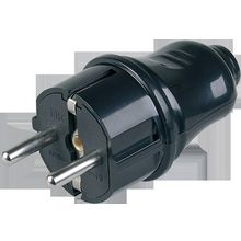 Вилка прямая   с заземлением, 16А IP20, черный, EVP10-16-01-K02 | код. EVP10-16-01-K02 |  IEK