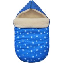 LovelyCare Конверт на выписку Снежинки синий (овчина) 100350