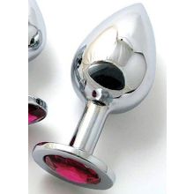 Anal Jewelry Plug Анальная пробка BUTT PLUG  Large с рубиновым кристаллом - 9,5 см. (малиновый)