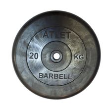 Диск Barbell Atlet обрезиненный черный d-31mm 20кг