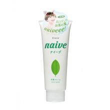 Пенка для снятия макияжа с экстрактом листьев чайного дерева, способствует сужению пор KRACIE "Naive", свежая зелень, 200 г