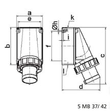 Bals Настенная вилка Bals 24035 400 В 63 А 4 полюса IP67 винтовые клеммы серо-красная