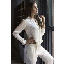 Шелковая пижама с брючками Kristy (р. XL, синий)