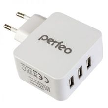 Зарядное устройство Perfeo CUBE 3, 4.8A, 3xUSB, белое (PF_A4134)