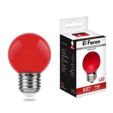 Feron Лампа светодиодная Feron E27 1W красная 25116 ID - 266360