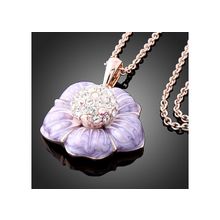 Подвеска Цветок эмаль с кристаллами Swarovski (Цвет: Розовый)