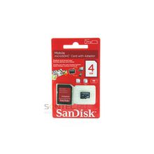 SDSDQM-002GB-B35A, micro SD 4GB с адаптером class4, SanDisk