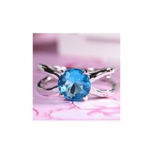 Кольцо позолоченное с аквамарином (Размер: 16.5)